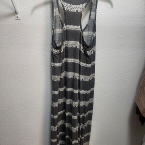 Gray and White Striped Maxi Dress